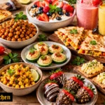 Assorted easy homemade snacks including makhana, corn chaat and energy balls