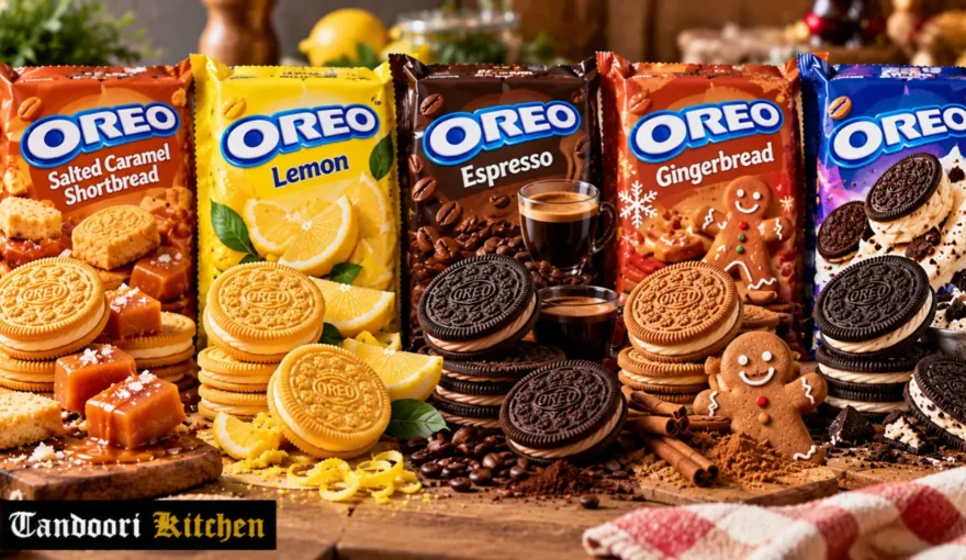 Five new Oreo products including Salted Caramel Shortbread, Gluten Free Lemon and Gingerbread Cakesters