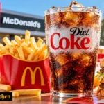 McDonald cup of Diet Coke next to a Big Mac and fries